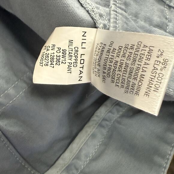 Nili Lotan Womens Cropped Pants 111/88 80NL Blue Army Military Jogger Size 4 - Picture 10 of 10
